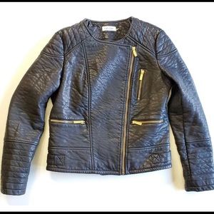 Calvin Klein Faux Leather Jacket Black Moto Biker
